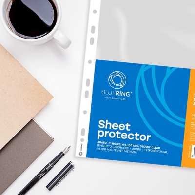 Genotherm lefűzhető, A4, 100 micron jumbo víztiszta Bluering® 10 db/csomag