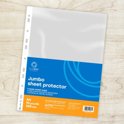 Genotherm lefűzhető, A4, 100 micron jumbo víztiszta Bluering® 10 db/csomag