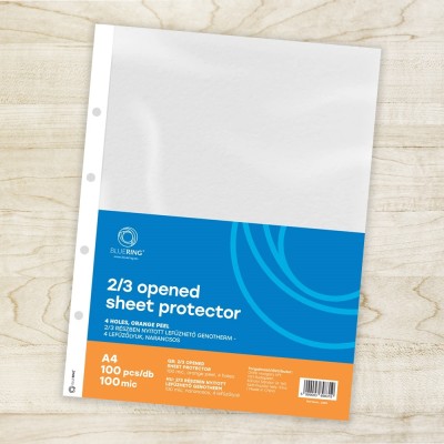 Genotherm lefűzhető, A4, 100 micron narancsos belül 2/3 részben nyitott 4 lyukú Bluering® 100 db/csomag