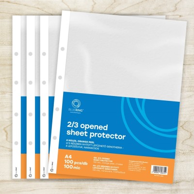 Genotherm lefűzhető, A4, 100 micron narancsos belül 2/3 részben nyitott 4 lyukú Bluering® 100 db/csomag