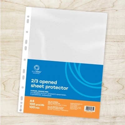 Genotherm lefűzhető, A4, 100 micron narancsos belül 2/3 részben nyitott 4 lyukú Bluering® 100 db/csomag