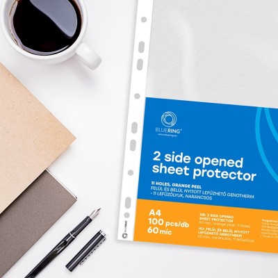 Genotherm lefűzhető, A4, 60 micron kétoldalt (felül és belül) nyitott narancsos Bluering® 100 db/csomag