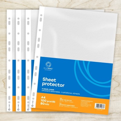 Genotherm lefűzhető, A4, 80 micron víztiszta Bluering® 100 db/csomag