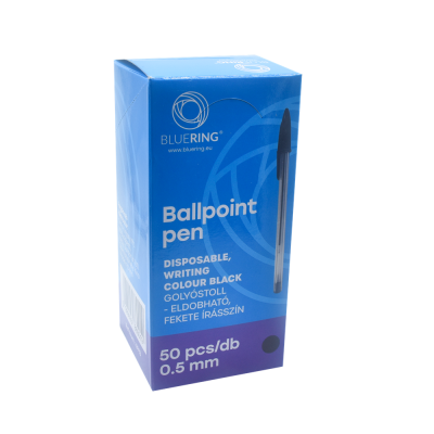 Golyóstoll eldobható kupakos Bluering® írásszín fekete
