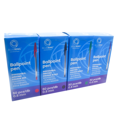 Golyóstoll eldobható kupakos Bluering® , írásszín piros