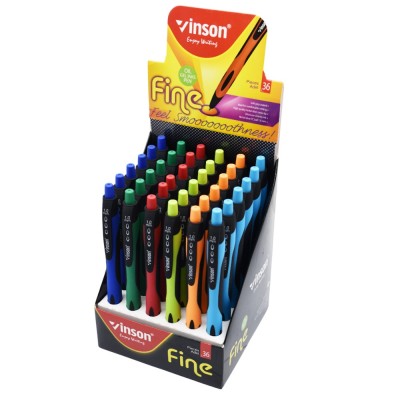 Golyóstoll nyomógombos 1,0mm Vinson Fine 1008 vegyes displ 36 db/display