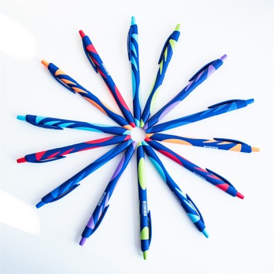 Golyóstoll nyomógombos gumírozott kék test, Bluering® F20, írásszín kék