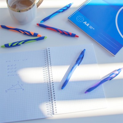 Golyóstoll nyomógombos gumírozott kék test, Bluering® F20, írásszín kék