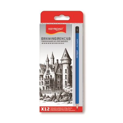 Grafitceruza, 12 különböző keménységben, hatszögletű 12 db/bliszter Keyroad