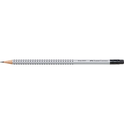 Grafitceruza B,radíros háromszögletű GRIP 2001 Faber-Castell ezüst test