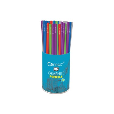 Grafitceruza HB, 5 féle színű kerek test, Connect 72 db/csomag