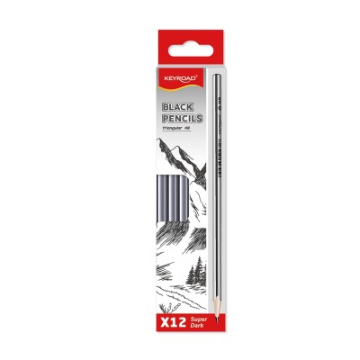 Grafitceruza HB, háromszögletű 12 db/bliszter Keyroad Black