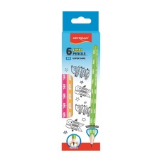 Grafitceruza HB, háromszögletű 6 db/bliszter Keyroad Jumbo vegyes színek