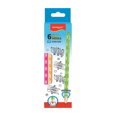Grafitceruza HB, háromszögletű 6 db/bliszter Keyroad Jumbo vegyes színek