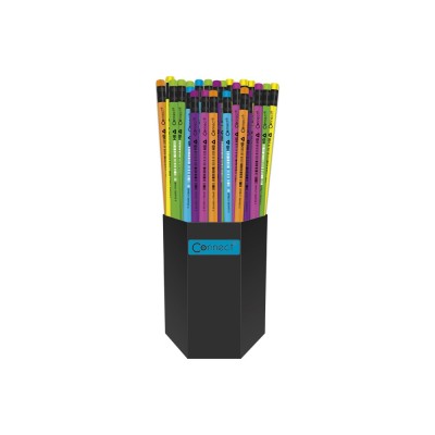 Grafitceruza HB, radíros, fluo színű test és radír, Connect 72 db/csomag