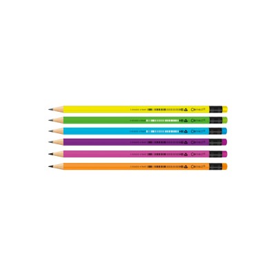 Grafitceruza HB, radíros, fluo színű test és radír, Connect 72 db/csomag
