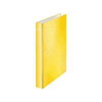 Gyűrűskönyv A4, Maxi 4cm, 2 gyűrű, D alakú, karton Leitz Wow sárga