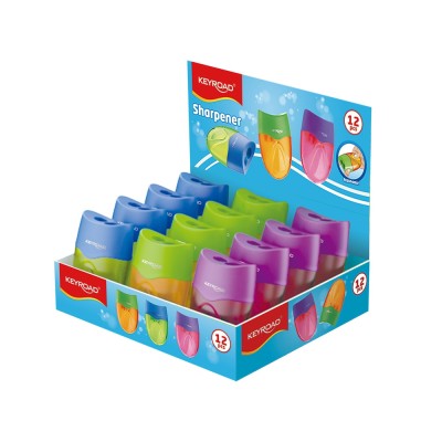 Hegyező 2 lyukú tartályos 12 db/display Keyroad Mellow vegyes színek