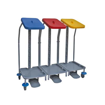 Hulladékgyűjtő kocsi 2 x 70 liter (kék és piros fedél)