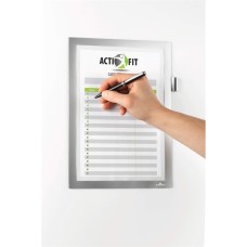 Infókeret A4, öntapadó hátlap, mágneses záródás Duraframe® Note ezüst