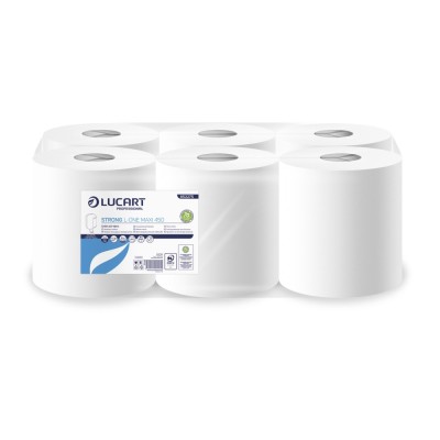 Kéztörlő 2 rétegű tekercses 6 tekercs/karton L-OneMaxi 450 Strong Lucart _852275U hófehér