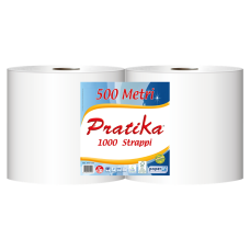 Ipari törlő 2 rétegű tekercses átmérő: 29 cm 1000 lap/340 m/tekercs 2 tekercs/csomag Praktika 1000 Paperdi_fehér