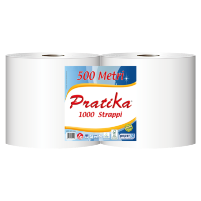 Ipari törlő 2 rétegű tekercses átmérő: 29 cm 1000 lap/340 m/tekercs 2 tekercs/csomag Praktika 1000 Paperdi_fehér