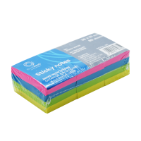 Jegyzettömb öntapadó, 38x51mm, 80lap, 12 tömb/csomag, Bluering® , neon