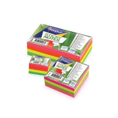 Jegyzettömb öntapadó 40x50mm 4x80lap neon színek (rózsaszín, narancs, sárga, zöld) Forpus
