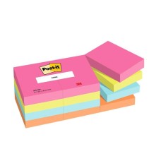 Jegyzettömb öntapadó, 51x38mm, 24x100lap/csomag, 3M 653-1RPT Post-It GreenLine, vegyes