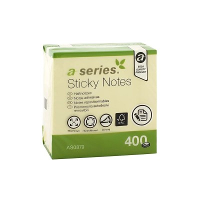 Jegyzettömb öntapadó 75x75mm 400lap  A-Series sárga