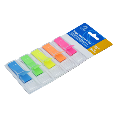 Jelölőcímke 12x45mm, 5x25lap, műanyag 5szín/bliszter, kemény tokos adagolóban Bluering®