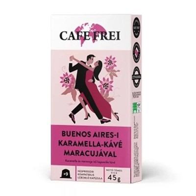 Kávékapszula, Nespresso kompatibilis, Cafe Frei Buenos Aires-i karamella bíbor maracujával 9db kapszula Kávékapszula, Nespresso kompatibilis, Cafe Frei Buenos Aires-i karamella bíbor maracujával 9db kapszula