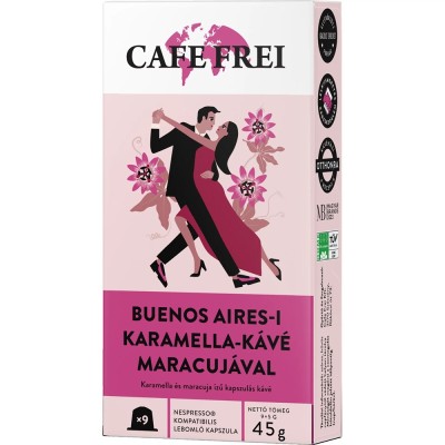 Kávékapszula, Nespresso kompatibilis, Cafe Frei Buenos Aires-i karamella bíbor maracujával  9db kapszula