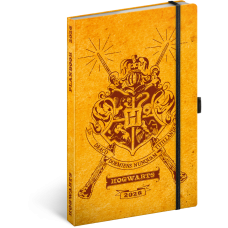 Keménytáblás notesz krémszínű lapokkal leszorító gumiszalaggal Harry Potter-Hogwarts 130x210mm, Presco