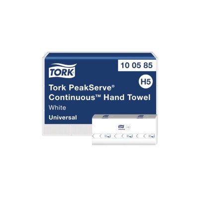 Kéztörlő 1 rétegű folyamatos adagolású 410 lap/csomag 12 csomag/karton 12 db/karton PeakServe® Tork_100585 fehér