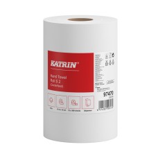Kéztörlő 2 rétegű belsőmagos átmérő: 14 cm 300 lap/75 méter/tekercs 12 tekercs/csomag Katrin_97470 fehér