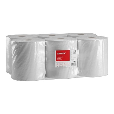 Kéztörlő 2 rétegű belsőmagos átmérő: 20 cm 600 lap/150 méter/tekercs 6 tekercs/csomag Katrin_97531 fehér