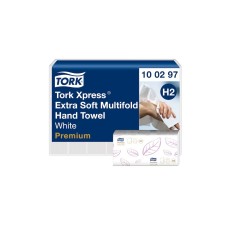 Kéztörlő 2 rétegű Z hajtogatott 100 lap/csomag 21,2 x 34 cm 21 csom/karton Premium Extra Soft Xpress H2 Tork_100297fehér