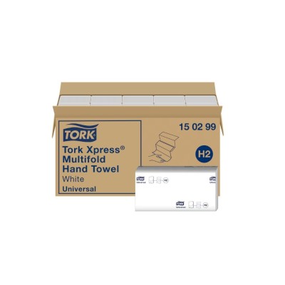 Kéztörlő 2 rétegű Interfold hajtogatású 237 lap/csomag 20 csomag/karton Xpress Multifold H2 Tork_150299 fehér