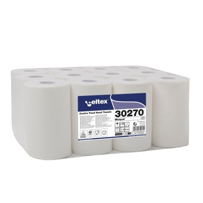 Kéztörlő 2 rétegű tekercses átmérő: 13 cm 100% cellulóz hófehér 12 tekercs/karton Celtex_30270