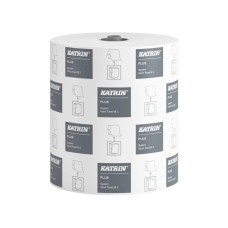 Kéztörlő 2 rétegű laponkénti átmérő: 19 cm 667 lap/150 máter/tekercs 6 tekercs/karton Plus System Katrin_97449 fehér