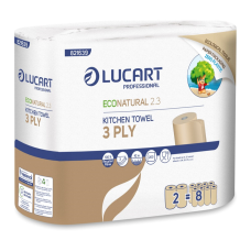 Kéztörlő 3 rétegű 2 tekercs/csomag EcoNatural 2.3 Lucart_821639J havanna barna