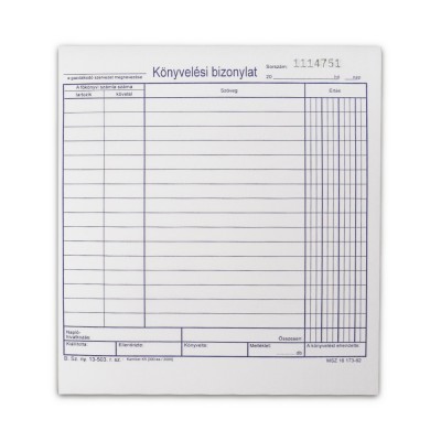 Könyvelési bizonylat 50x2 lapos tömb 203x198 mm B.13-503/V Könyvelési bizonylat 50x2 lapos tömb 203x198 mm B.13-503/V