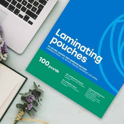 Lamináló fólia A3, 80 micron öntapadó hátlappal 100 db/doboz, Bluering®