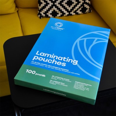 Lamináló fólia A3, 80 micron öntapadó hátlappal 100 db/doboz, Bluering®