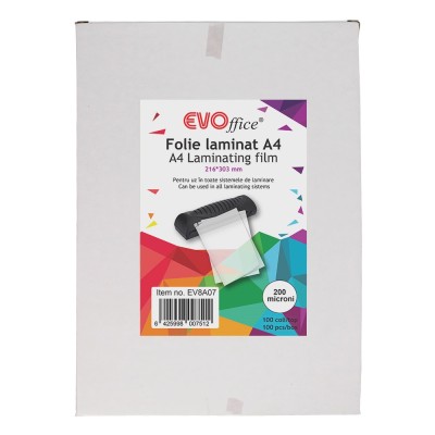 Lamináló fólia A4, 200 micron 100 db/doboz, Evoffice