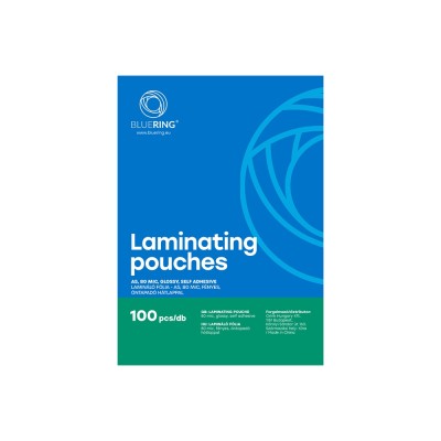 Lamináló fólia A5, 80 micron öntapadó hátlappal 100 db/doboz, Bluering®