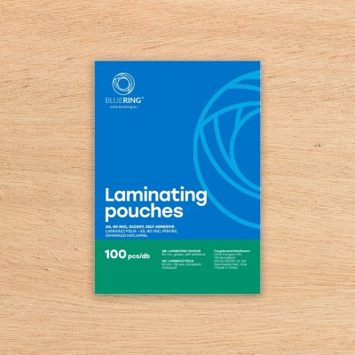Lamináló fólia A5, 80 micron öntapadó hátlappal 100 db/doboz, Bluering®