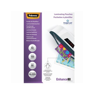 Lamináló fólia, A5, 80 mikron, fényes, 100 db/doboz, Fellowes®
